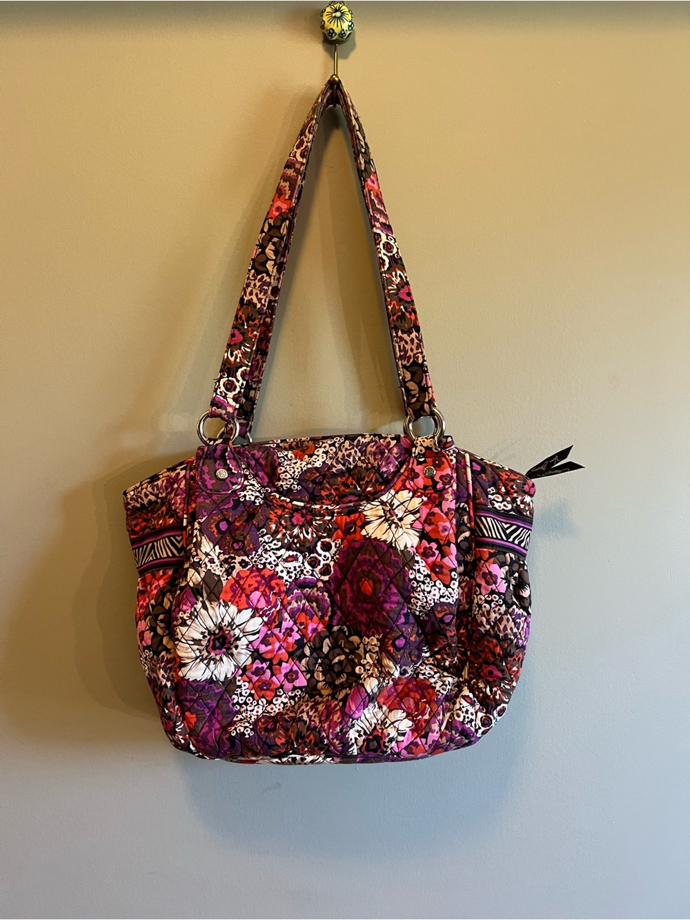 Vera Bradley Rosewood Shoulder Bag & Turn Lock Wallet Set (Retired Print)